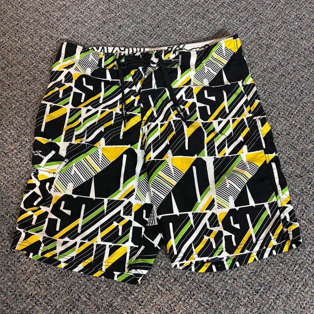 MAUI & SONS SZ 34 MENS SWIM TRUNKS BOARD SHORTS GUC